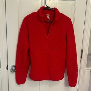 red sherpa quarter zip